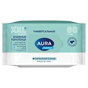 Полотенца влажные 60 шт., XXL, AURA 'Family', универсальные, 14403