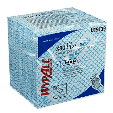 Протирочные салфетки Kimberly-Clark WypAll Х80 Plus 19139, листовые, 30шт, синие