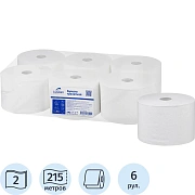Бумага туалетная д/дисп Luscan Professional с ЦВ 2сл белая 215м 6рул/уп
