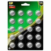 Батарейки литиевые GP Lithium CR2032 'таблетки, дисковые, кнопочные' КОМПЛЕКТ 20 шт., блистер, CR2032-2CRU20