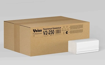 Бумажные полотенца Veiro Professional Lite H3, 1 слой, V-сложение, 250лист, белые, V2-250/20
