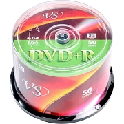 Диск DVD+R (плюс) VS 4,7 Gb 16x Cake Box (упаковка на шпиле), КОМПЛЕКТ 50 шт., VSDVDPRCB5001