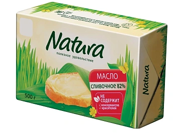 Масло сливочное Natura 82%, 500г