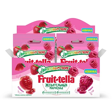 Мармелад жевательный Fruittella с пюре клубники и малины, 36г