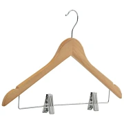 Вешалка-плечики WW_LH072/HH128 дерев,плос,с метал.клипс, нат