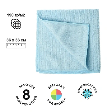 Салфетка хозяйственная Hq Profiline Mocrobase синяя, 36х36см, микрофволокно, 73600