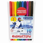 Фломастеры 10 ЦВЕТОВ CENTROPEN 'Пингвины', смываемые, вентилируемый колпачок, 7790/10ET, 7 7790 1086