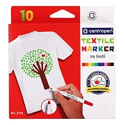 Маркеры для ткани 10 ЦВЕТОВ CENTROPEN 'Textile Marker', круглый наконечник, 1,8 мм, 2739/10, 5 2739 1001