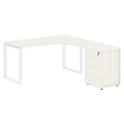 Стол эргономичный с тумбой EQCET 1518(R) Ясень Траун/Белый 1560х1880х750 EDIS