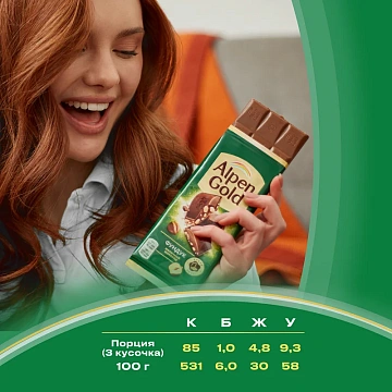 Шоколад молочный Alpen Gold с фундуком, 80г