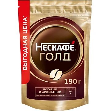 Кофе Nescafe Gold раств.субл.190г дой-пак