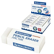 Ластик BRAUBERG 'Original', 45х17х10 мм, белый, прямоугольный, экологичный ПВХ, картонный держатель, 228076