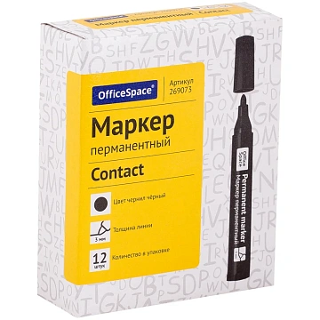Маркер перманентный OfficeSpace 'Contact' черный, пулевидный, без клипа, 3мм