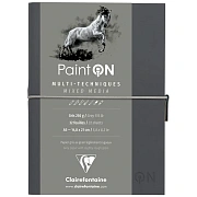 Скетчбук для смешанных техник 32л., А5 Clairefontaine 'Paint ON', на сшивке, легкое зерно, серый, ко