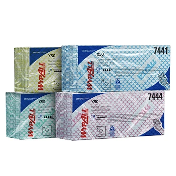 Протирочные салфетки Kimberly-Clark WypAll Х50 7441, листовые, 50шт, 1 слой, синие