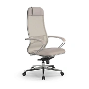 Кресло руководителя Метта Samurai Comfort S Infinity, ткань-сетка/экокожа, светло-беж, крестовина хром