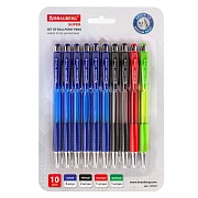 Ручки шариковые автоматические с грипом 'НАБОР MULTICOLOR' BRAUBERG 'SUPER', 10 шт. (6 синих, 2 черных, 1 красная, 1 зеленая), 143381