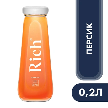Нектар RICH (Рич) 0,2 л, персик, стеклянная бутылка, 1709801