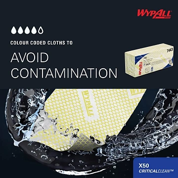 Протирочные салфетки Kimberly-Clark WypAll Х50 7443, листовые, 50шт, 1 слой, желтые