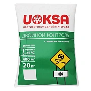 Реагент противогололёдный 20 кг UOKSA 'Двойной Контроль', до -25°C, хлорид кальция + соли + мраморная крошка