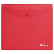 Папка-конверт на кнопке Berlingo 'Soft Touch', А5+, 200мкм, софт-тач, коралловая