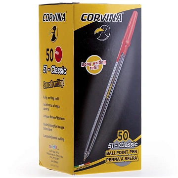 Ручка шариковая Corvina '51 Classic' красная, 1,0мм, прозрачный корпус
