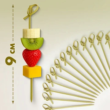 Пики (шпажки) для канапе бамбуковые 'Узелок', 9 см, 100 шт., КП, 139898