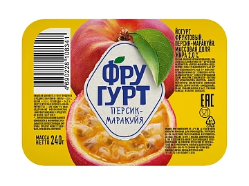 Йогурт Фругурт персик-маракуйя фруктовый 2%, 240г