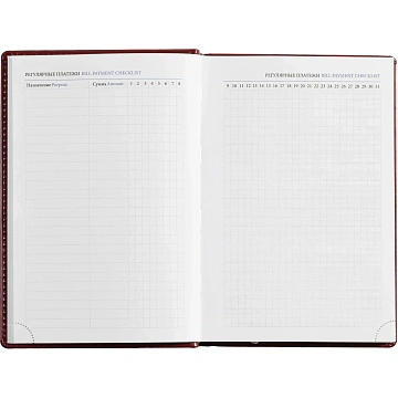 Ежедневник недатированный бордо,А5, 148x218, 352стр, Agenda