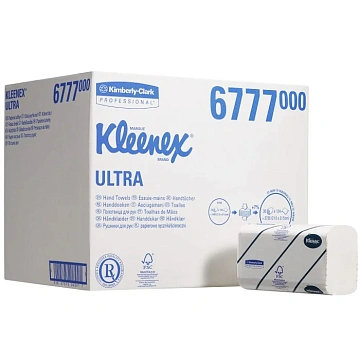 Бумажные полотенца Kimberly-Clark Kleenex Ultra 6778, листовые, белые, V укладка, 124шт, 2 слоя