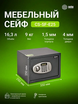 Сейф Cactus CS-SF-E25 250x350x250мм, электронный
