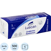 Салфетки бумажные Luscan 1 сл 24х24 белые 500 шт/уп