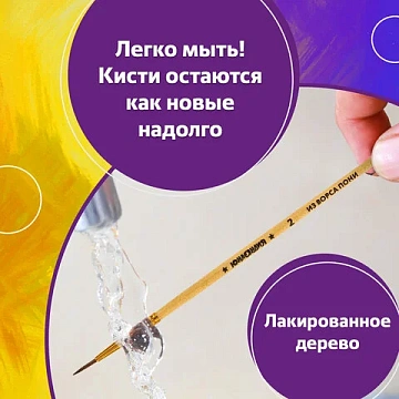Кисти ЮНЛАНДИЯ, набор 5 шт. (ПОНИ: круглые № 1, 2, 3, 4, 5), блистер с европодвесом, 200893