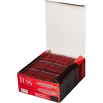 Чай TESS 'Earl Grey' черный с бергамотом с цедрой лимона, 100 пакетиков в конвертах по 1,8 г, 1251-0