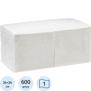 Салфетки бумажные BIG PACK 1сл.24х24 белые 600шт./уп