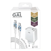 Набор сетевых зарядных устройств GAL UC5619 PD 20W-Кабель Type-C 3А, 1м