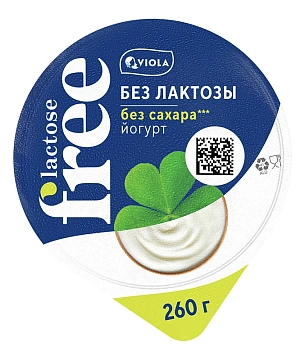 Йогурт Viola безлактозный без сахара 3.4%, 260г