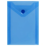 Папка-конверт на кнопке СТАММ А6 (105*148мм), 150мкм, пластик, прозрачная, синяя