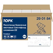 Бумажные полотенца Tork Advanced Singlefold H3, 290184, листовые, белые, V укладка, 200шт, 2 слоя