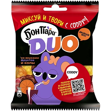 Мармелад жевательный Bon Pari Duo Фрукты-кола, 100г