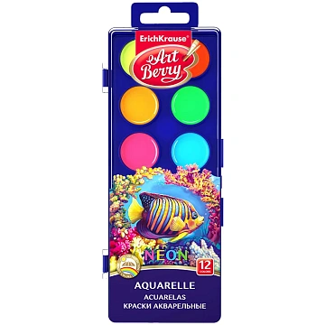 Акварель Erich Krause ArtBerry Neon 12 цветов, без кисти, с УФ защитой