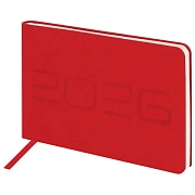 Еженедельник датированный 2026 МАЛЫЙ ФОРМАТ 105х160 мм, А6, BRAUBERG 'Imprint', тиснение, красный, 1