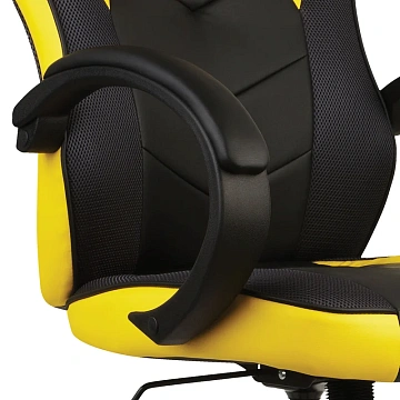 Кресло игровое Helmi HL-S07 'Boost', экокожа/ткань черная/желтая