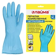 Перчатки МНОГОРАЗОВЫЕ нитриловые LAIMA ГИПОАЛЛЕРГЕННЫЕ, х/б напыление, ПРОЧНЫЕ, размер 9-10, XL (очень большой), синие, вес 40 г, 605000