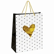 Пакет подарочный (1 штука) 26x13x32 см, ЗОЛОТАЯ СКАЗКА 'Золотое сердце', ламинированный, 606583