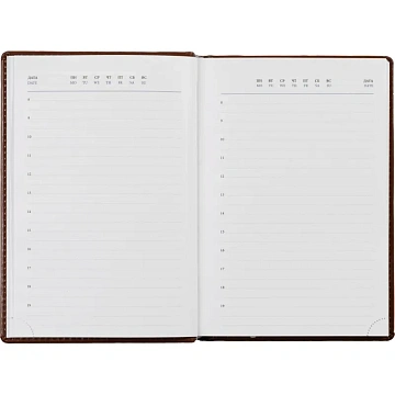 Ежедневник недатированный коричн, А5, 148x218, 352стр, Agenda