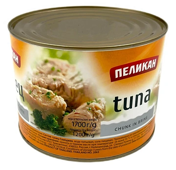 Тунец Пеликан филе натуральный в собственном соку, 1.7кг
