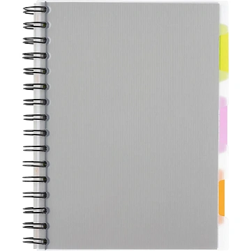 Бизнес-тетрадь 140л,кл,А5,SPIRAL BOOK Серый,евроспир,обл.пласт,раздел.84109