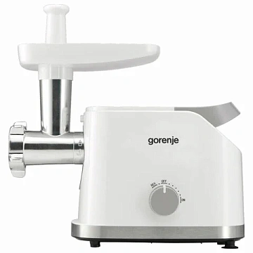 Мясорубка GORENJE MG1802SJW, 1800 Вт, производительность 2,1 кг/мин, 7 насадок, реверс, белый