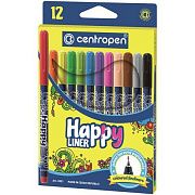 Ручки капиллярные (линеры) 12 ЦВЕТОВ CENTROPEN 'Happy Liner', линия письма 0,3 мм, 2521/12, 2 2521 1